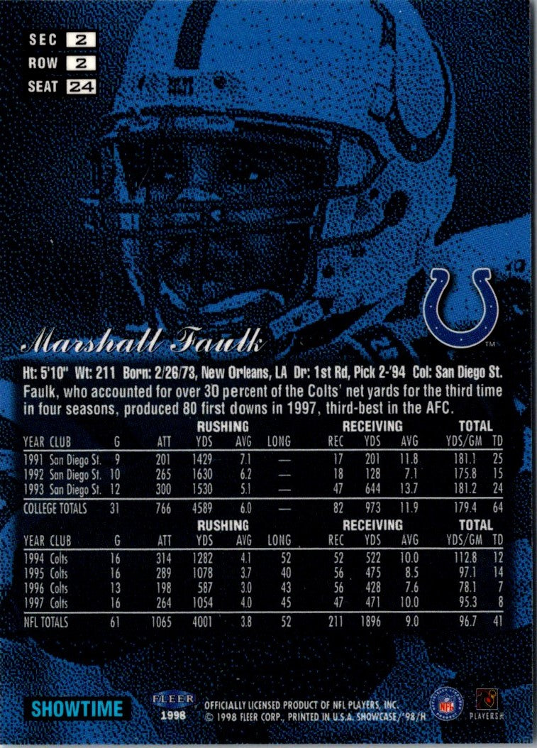 1998 Flair Showcase Row 2 Marshall Faulk