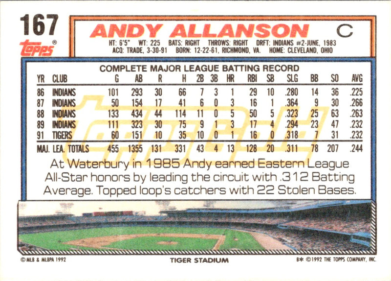 1992 Topps Andy Allanson