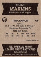 1983 TCMA Miami Marlins Tim Cannon #22
