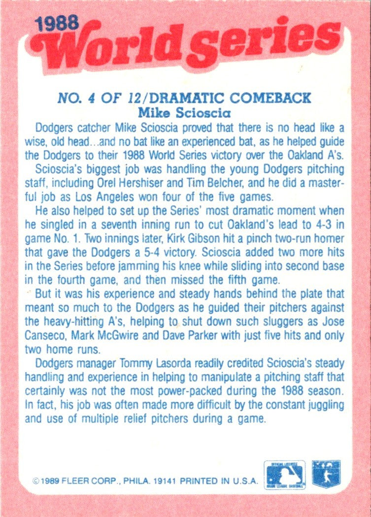 1989 Fleer World Series Dramatic Comeback