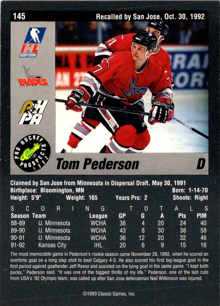 1993 Classic Pro Prospects Tom Pederson