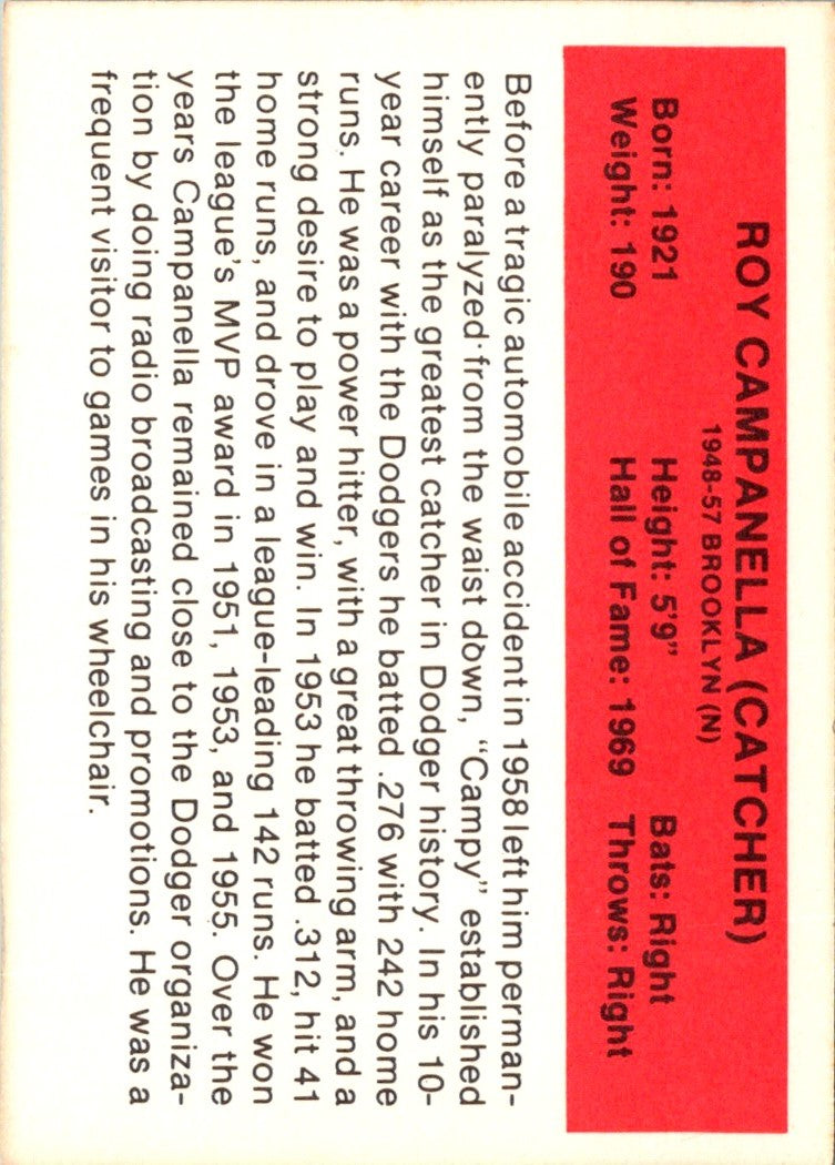 1987 Hygrade All-Time Greats Roy Campanella