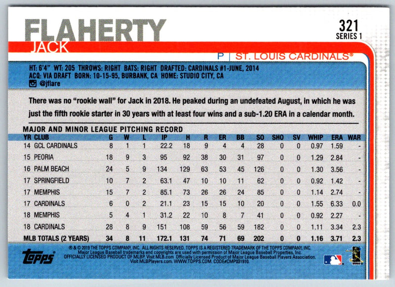 2019 Topps Father's Day Blue Jack Flaherty