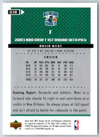 2003 Upper Deck MVP David West #218 Rookie