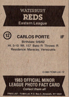 1983 TCMA Waterbury Reds Carlos Porte #12