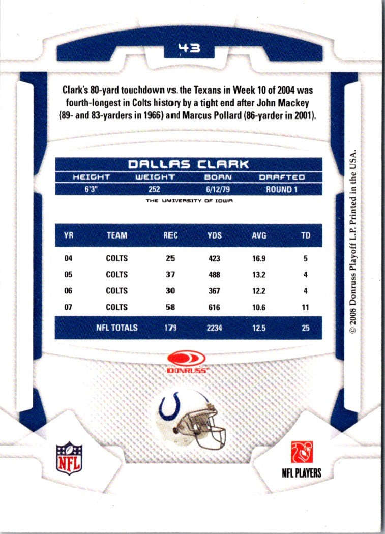 2008 Leaf Rookies & Stars Longevity Dallas Clark