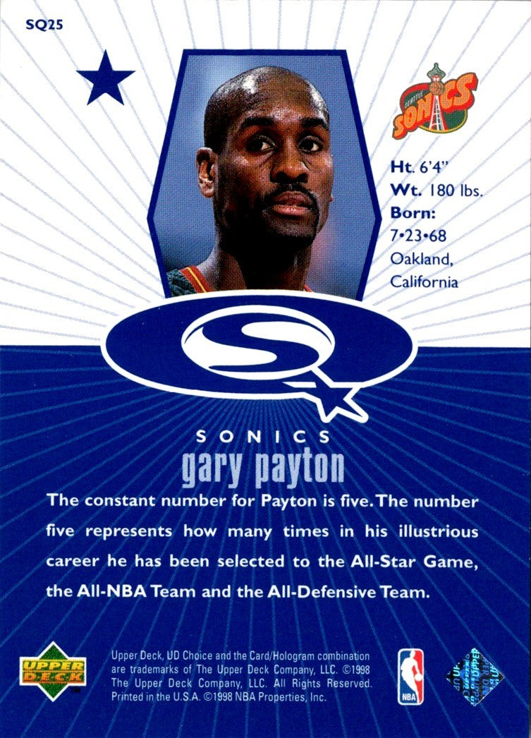 1998 UD Choice StarQuest Red Gary Payton