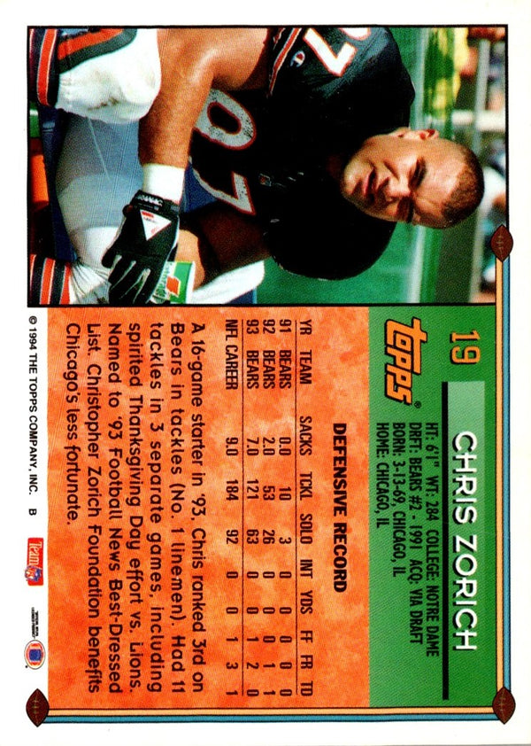 1994 Topps Chris Zorich #19