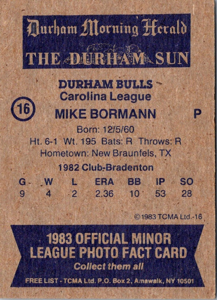 1983 TCMA Durham Bulls Mike Bormann