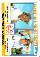 1983 Topps Yankees Team Leaders - Jerry Mumphrey/Dave Righetti #81