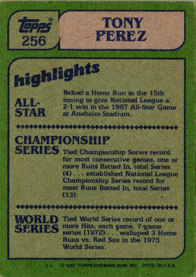 1982 Topps Tony Perez