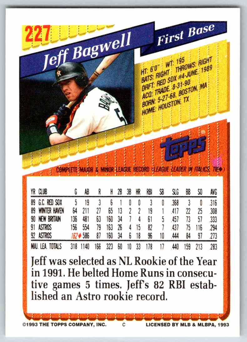 1993 Topps Jeff Bagwell