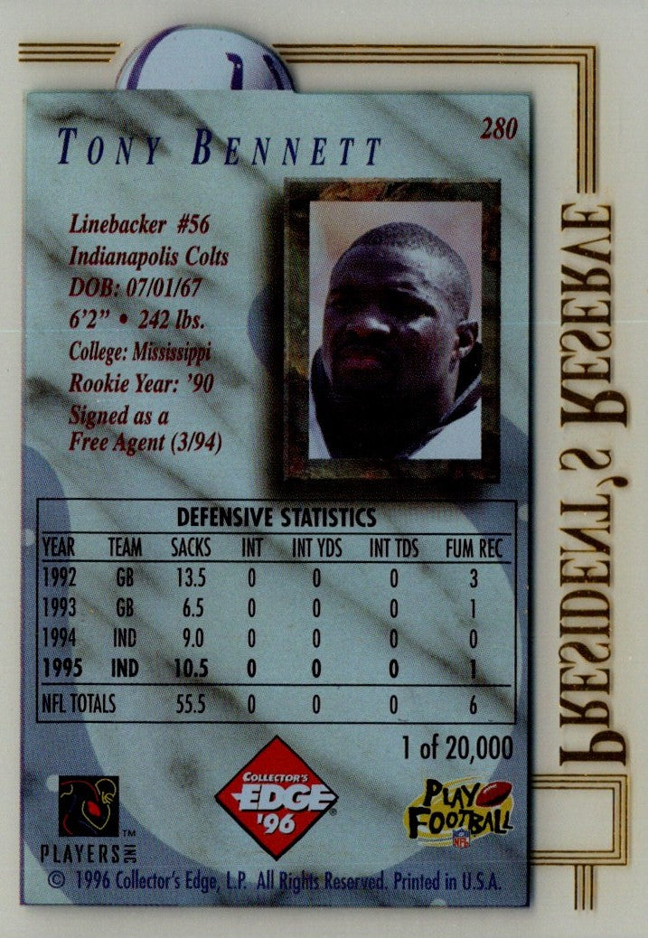 1996 Collector's Edge President's Reserve Tony Bennett