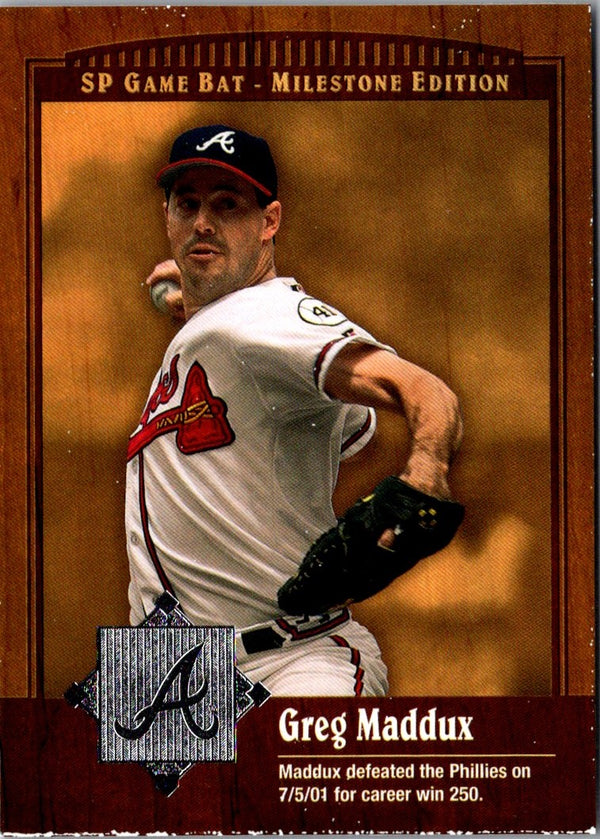 2001 SP Game Bat Milestone Greg Maddux #48