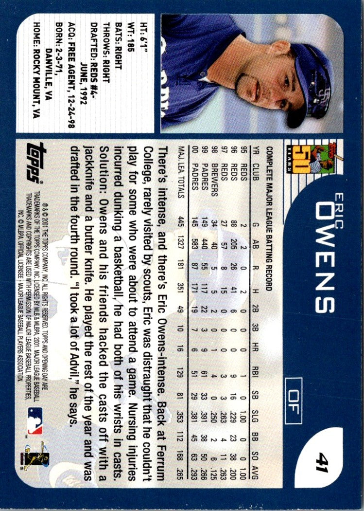 2001 Topps Opening Day Eric Owens