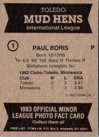 1983 TCMA Toledo Mud Hens Paul Boris #1