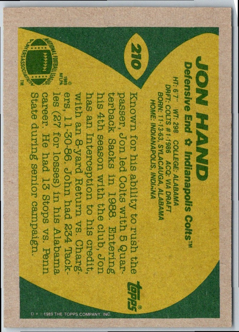 1990 Topps Jon Hand