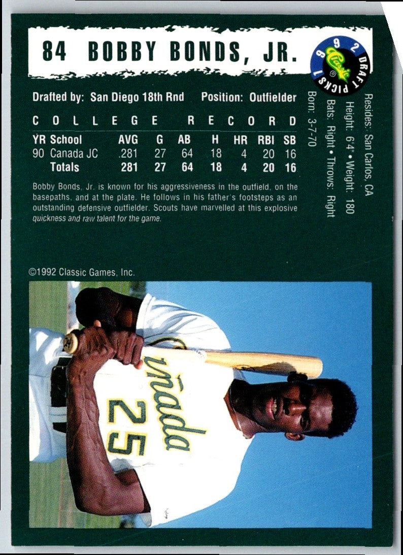 1992 Classic Draft Picks Bobby Bonds Jr.