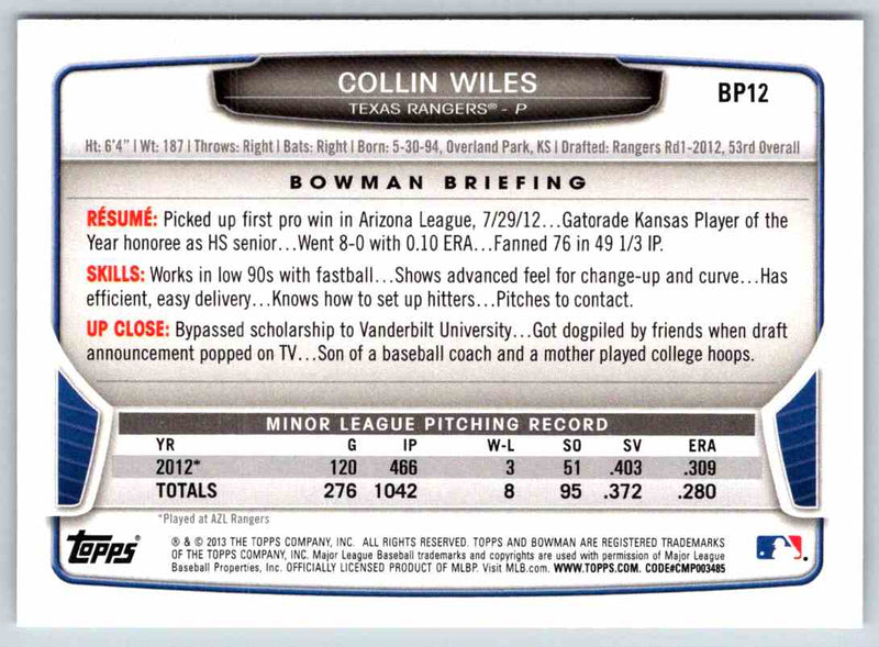 2013 Bowman Collin Wiles