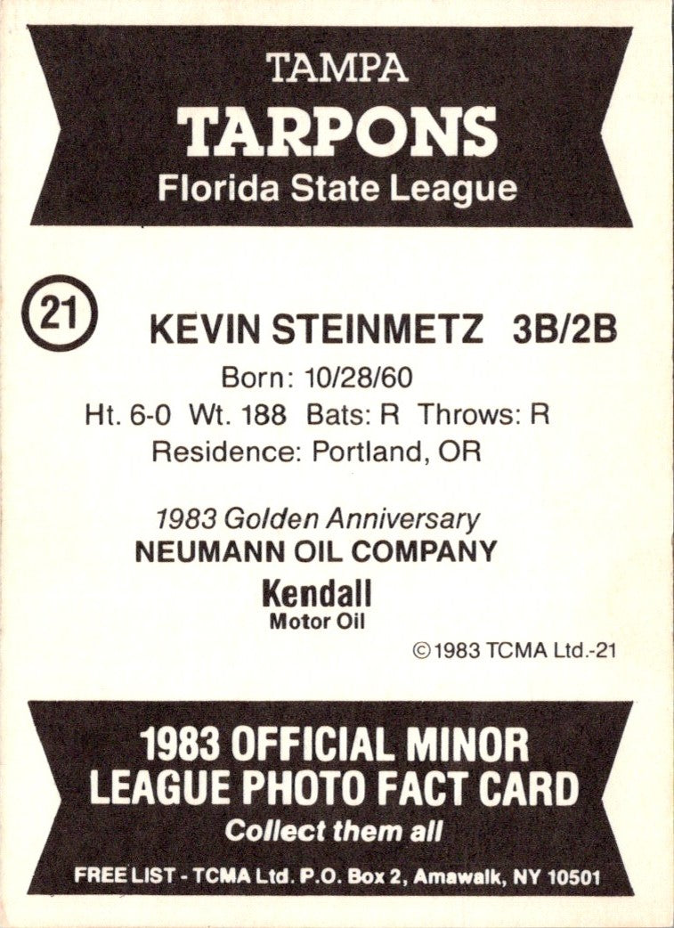 1983 TCMA Tampa Tarpons Kevin Steinmetz