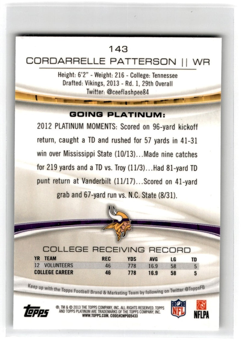 2013 Topps Platinum Cordarrelle Patterson