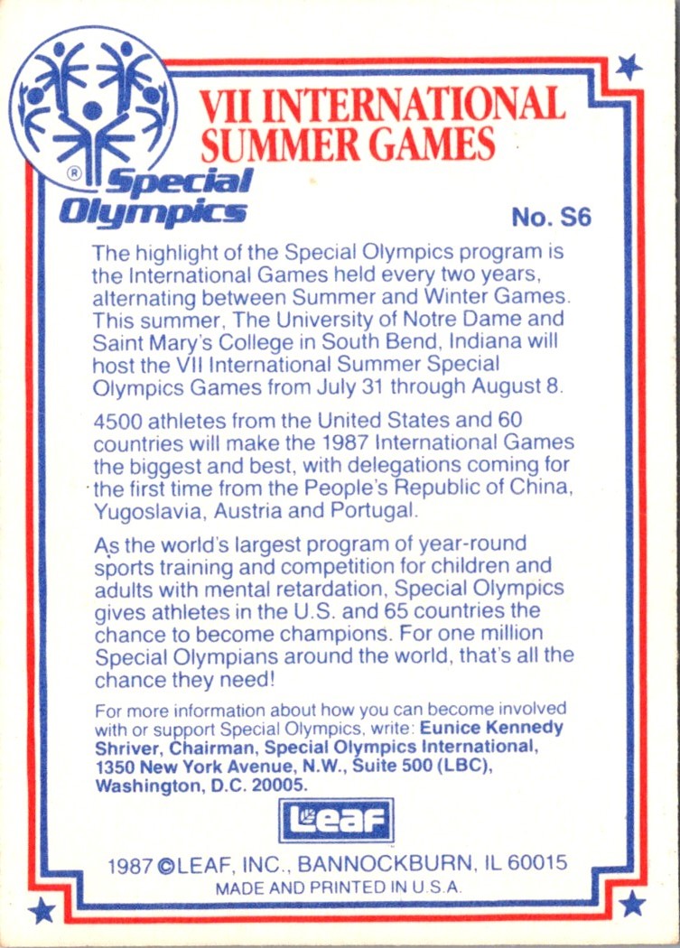 1987 Leaf Special Olympics V
