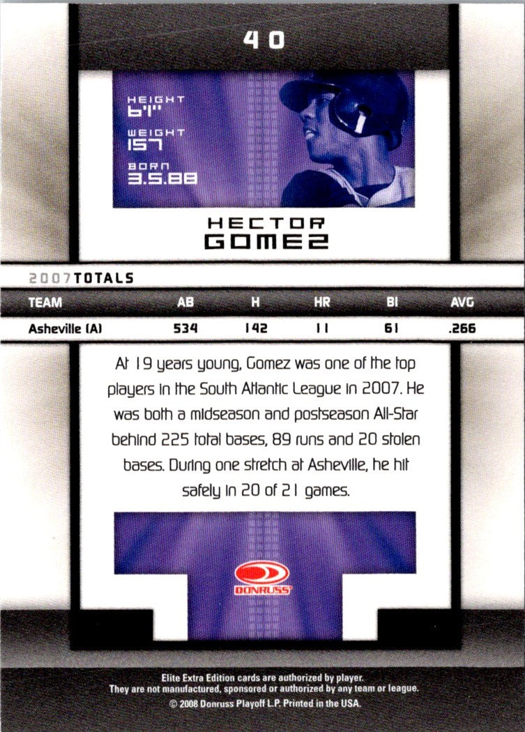 2008 Donruss Elite Extra Edition Hector Gomez