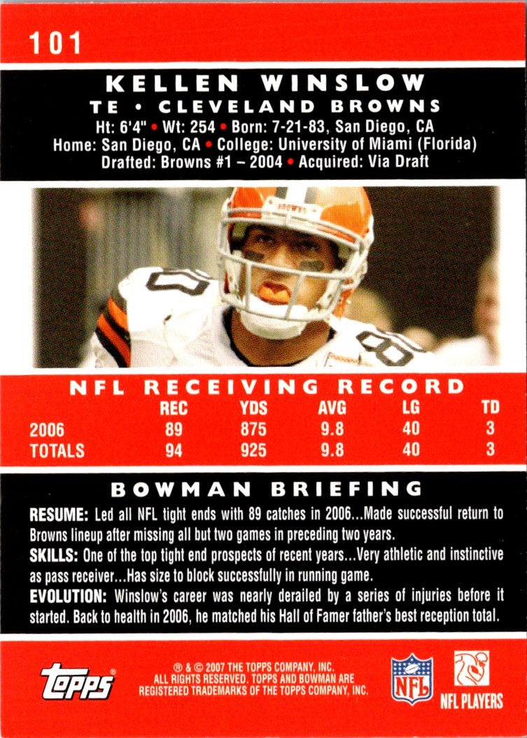 2007 Bowman Kellen Winslow