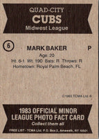 1983 TCMA Quad City Cubs Mark R. Baker #6