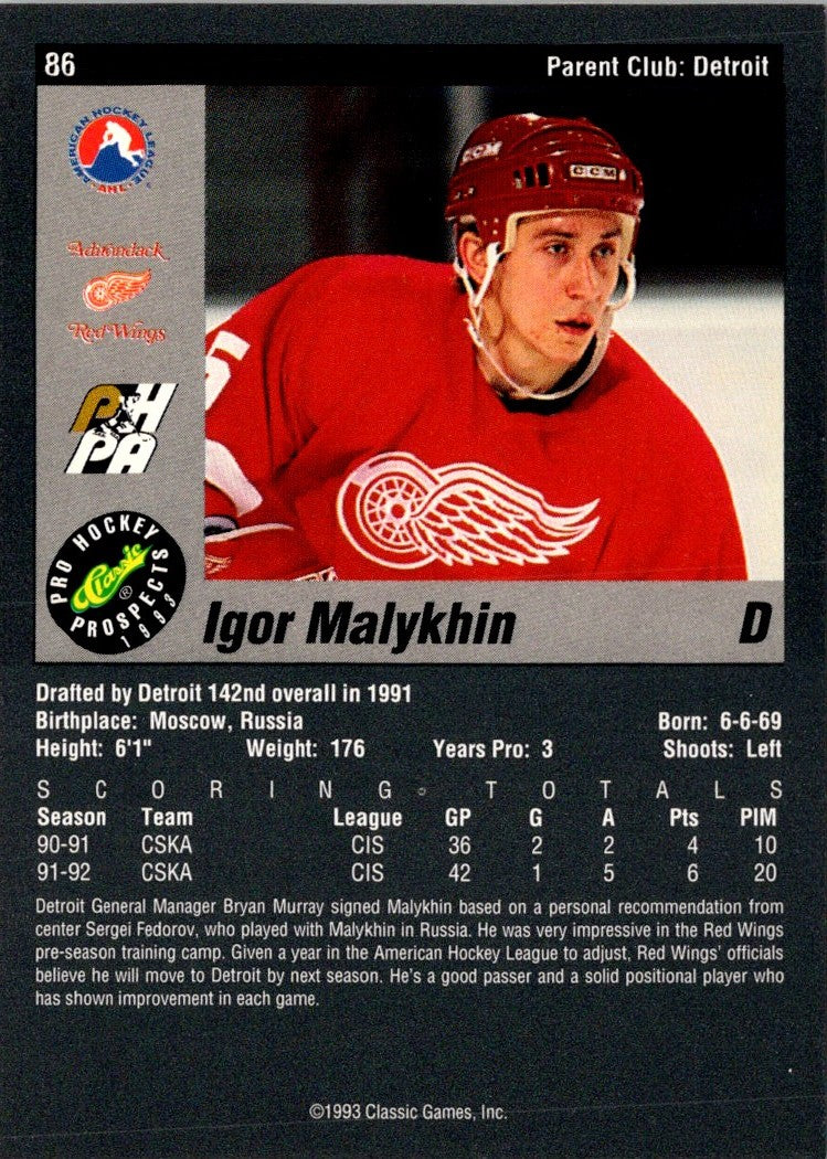 1993 Classic Pro Prospects Igor Malykhin