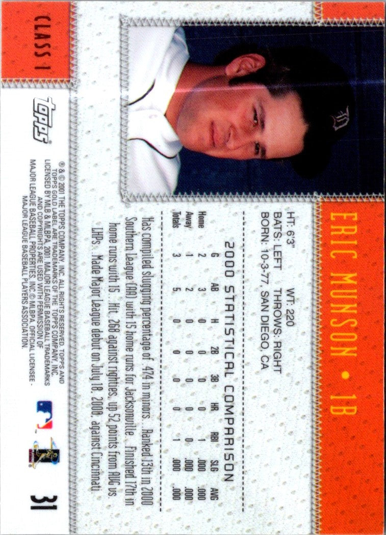 2001 Topps Gold Label Eric Munson