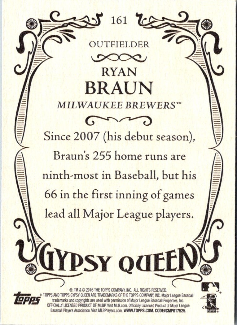 2016 Topps Gypsy Queen Ryan Braun