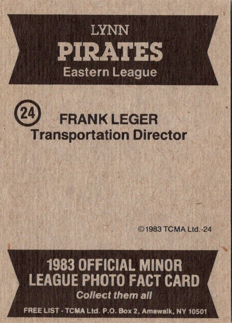 1983 TCMA Lynn Pirates Frank Leger