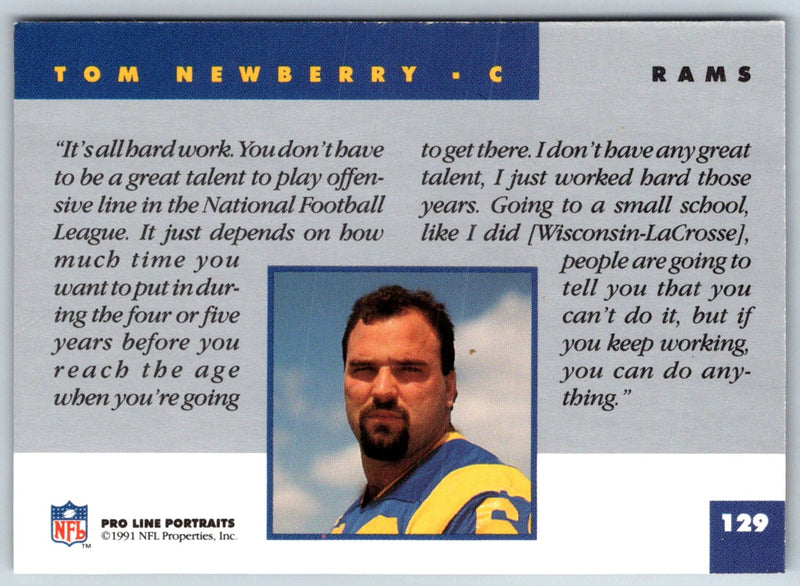 1991 Pro Line Portraits Autographs Tom Newberry