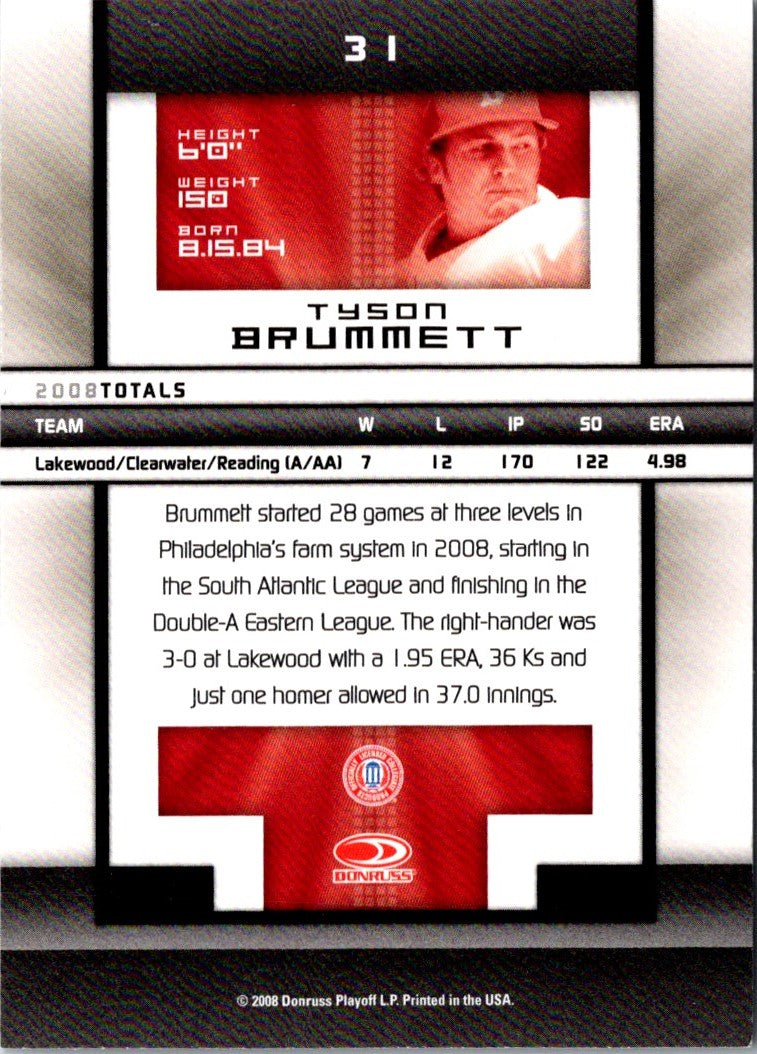 2008 Donruss Elite Extra Edition Tyson Brummett