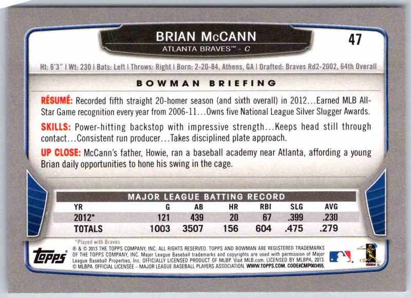 2013 Bowman Brian McCann