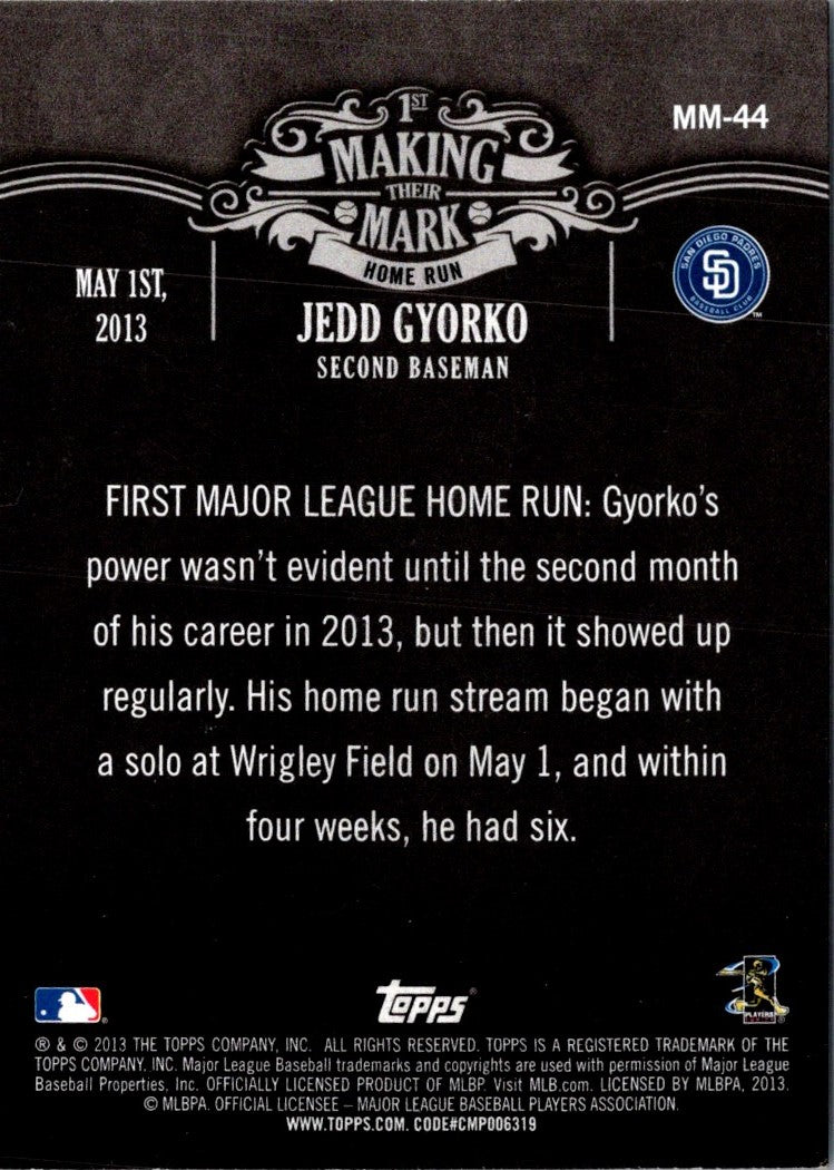 2013 Topps Update Making Their Mark Jedd Gyorko