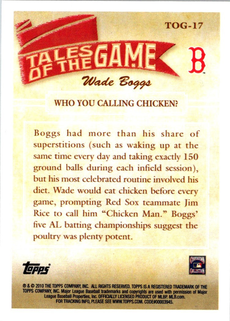 2010 Topps Tales of the Game Wade Boggs: Who You Calling Chicken?