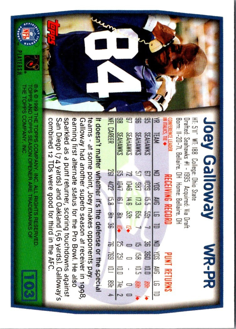 1999 Topps Season Opener Joey Galloway