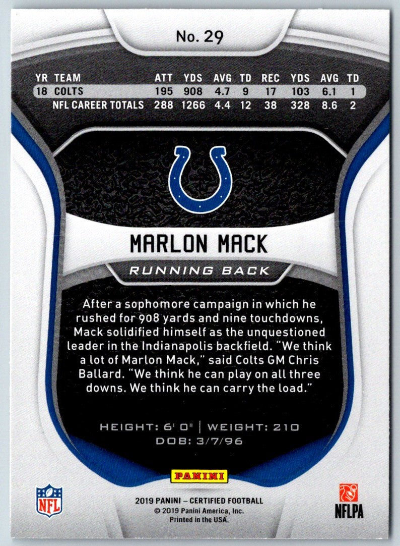 2019 Panini Certified Marlon Mack