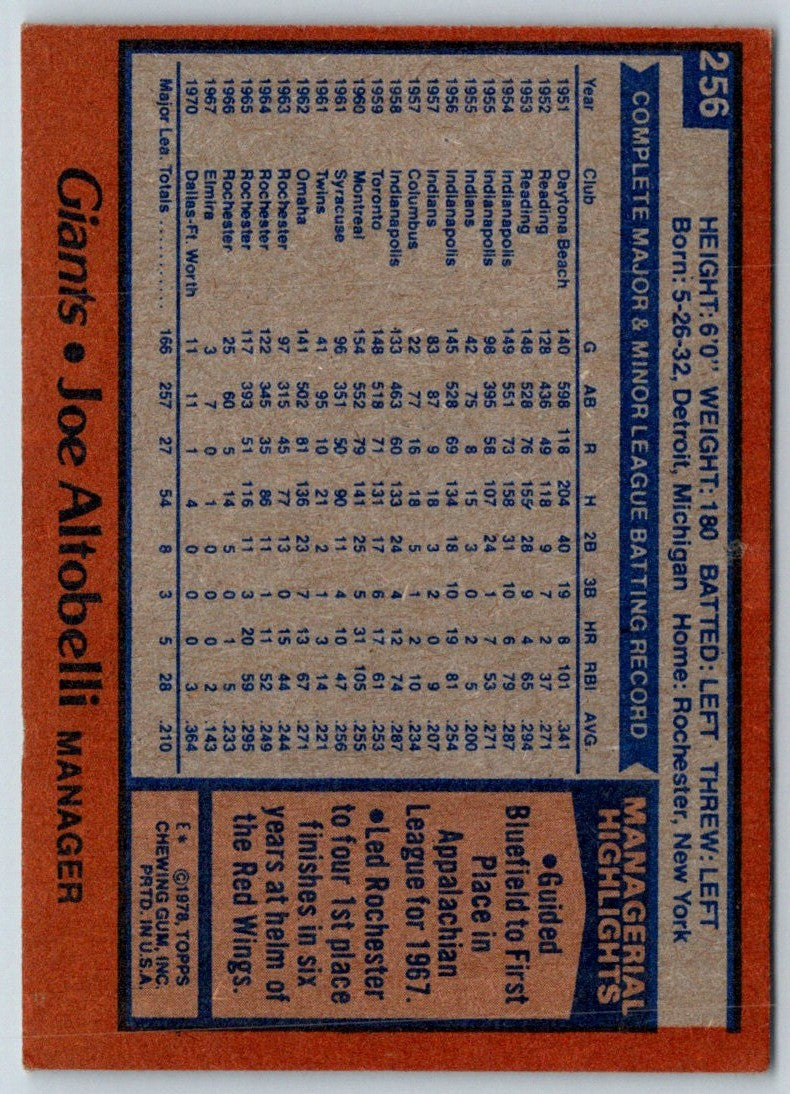 1978 Topps Joe Altobelli