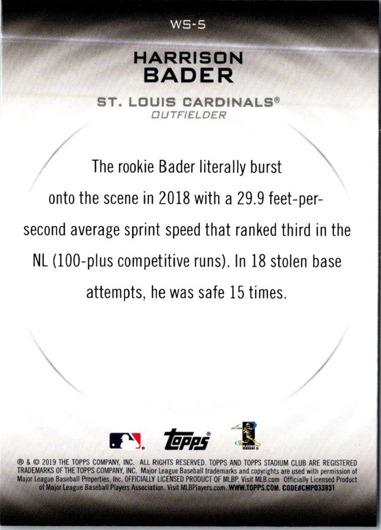 2019 Stadium Club Warp Speed Harrison Bader