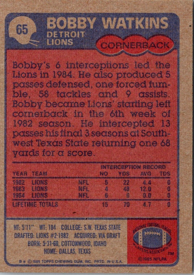 1985 Topps Bobby Watkins