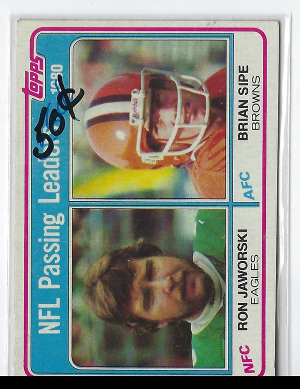 1981 Topps 1980 Passing Leaders - Ron Jaworski/Brian Sipe #1