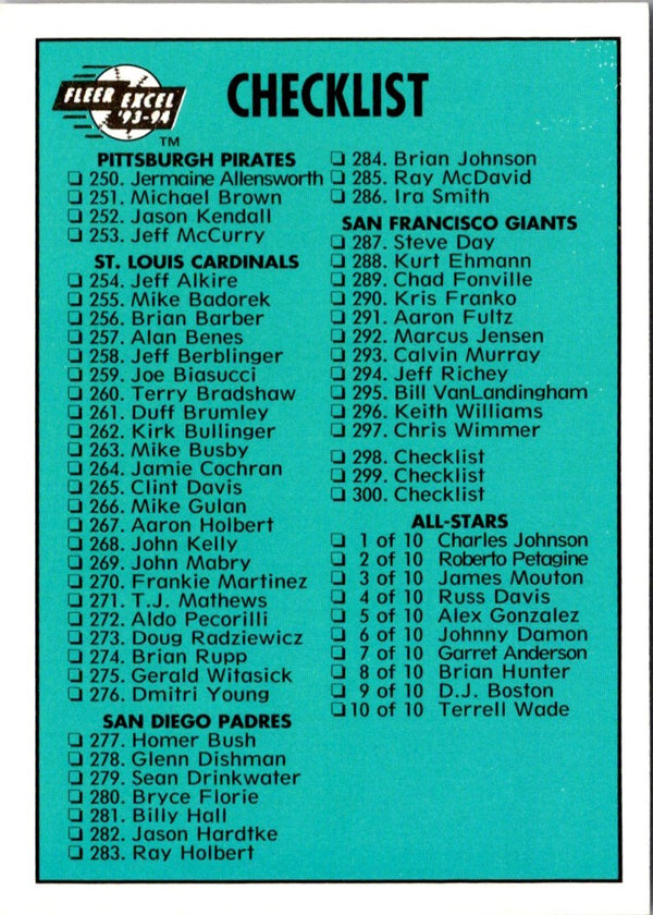 1993 Fleer Excel Checklist #300