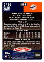 2002 Topps Total Greg Sain #883 Rookie