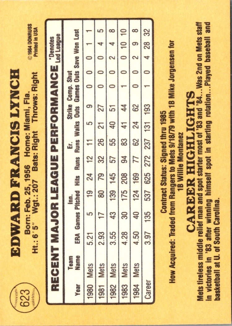 1985 Donruss Ed Lynch
