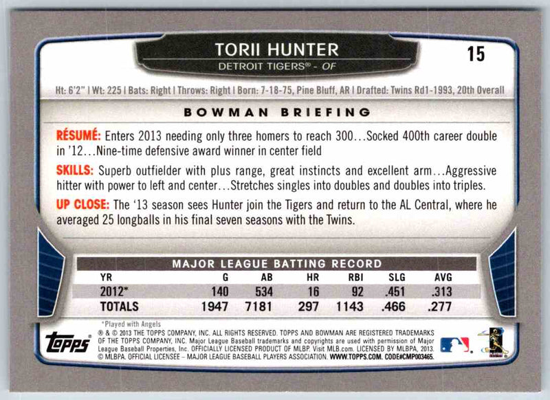 2013 Bowman Torii Hunter