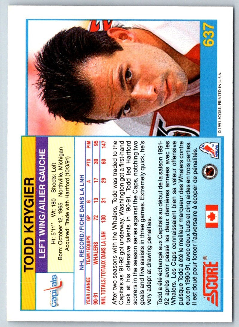 1991 Score Canadian Todd Krygier