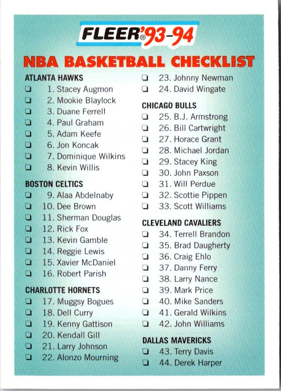 1993 Fleer Checklist 1-85 #238